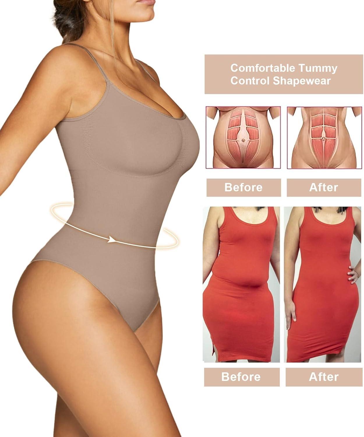 imageSHAPERX Womens Seamless Shapewear Bodysuit Tummy Control Body Shaper Waist Defining Body SuitSienna Thong